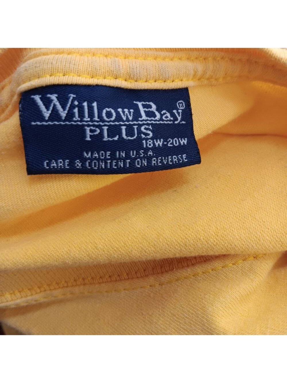 Women's T-shirt XL Vintage 90's Yellow Willow Bay Plus Size 18W-20W USA Preppy